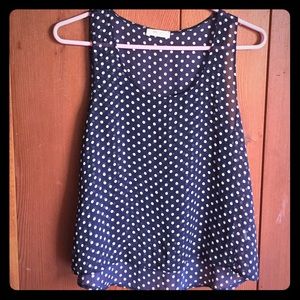 Poetry clothing navy blue/white polka dot tank top